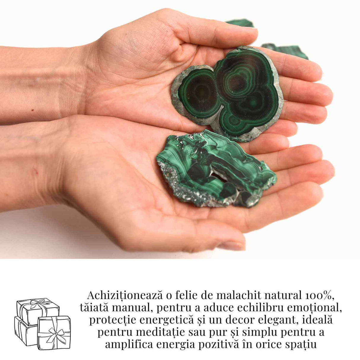 Felie Malachit Natural 5-6 cm - Vindecare si Echilibru Energetic