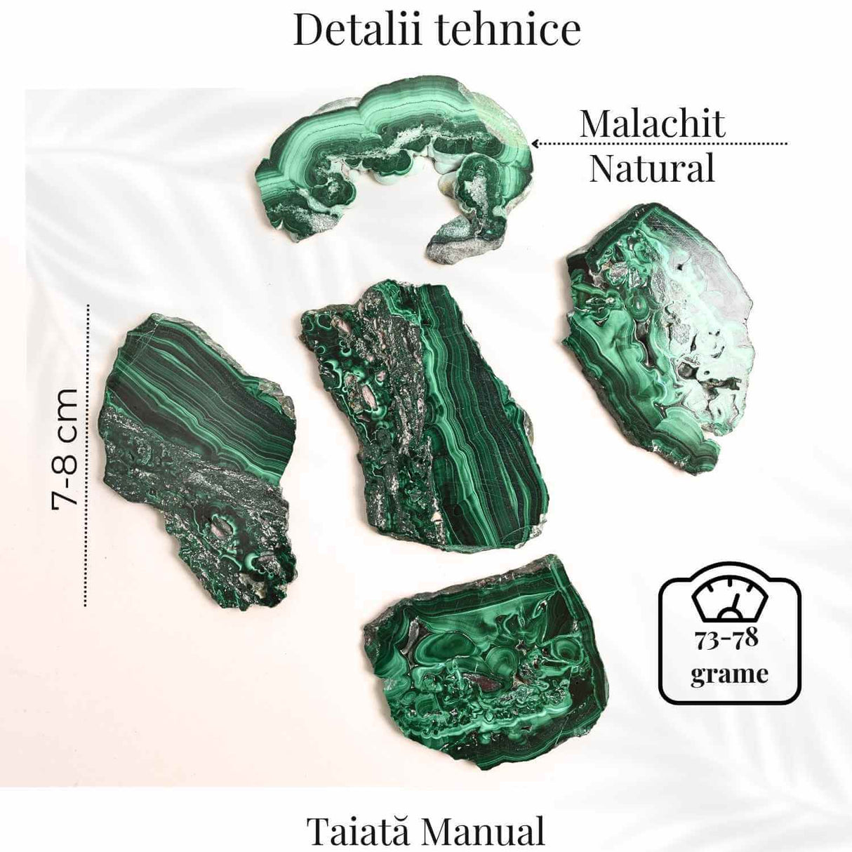 Felie Malachit Natural 7-8 cm - Vindecare si Echilibru Energetic