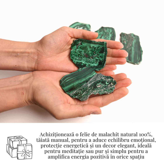 Felie Malachit Natural 7-8 cm - Vindecare si Echilibru Energetic