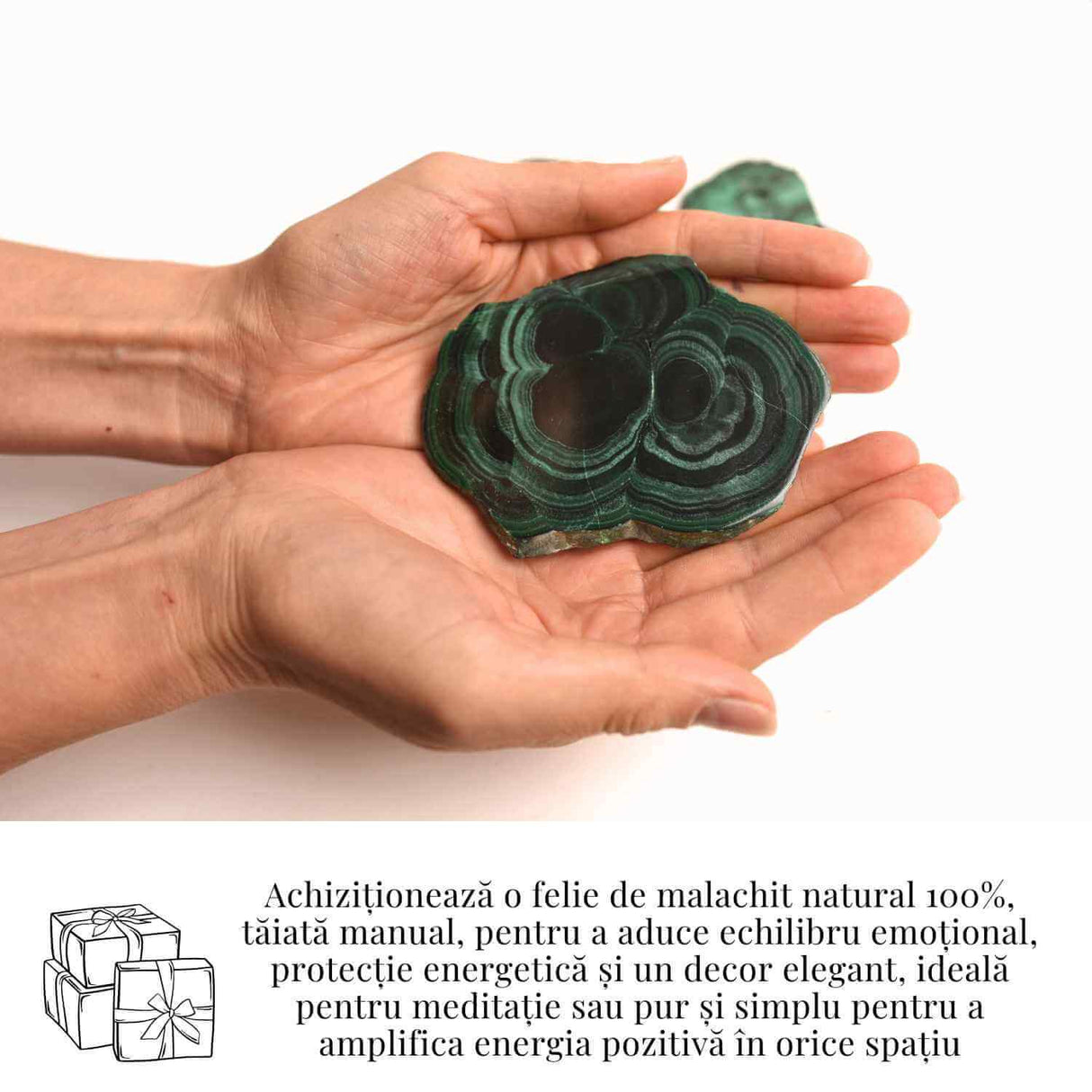 Felie Malachit Natural 8-9 cm - Vindecare si Echilibru Energetic