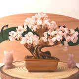 Figurina 5 cm Bufnita din cristal vindecator Cuart roz - Sculptat in forma de bufnita cu piatra vindecatoare, artizanat pentru biroul de acasa