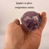 Figurina bufnita 75mm din rasina si pietre semipretioase Ametist - Decor pentru interior si exterior sculptata manual