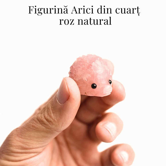Figurina arici din Cuart Roz 4 cm – Vindecare emotionala si iubire