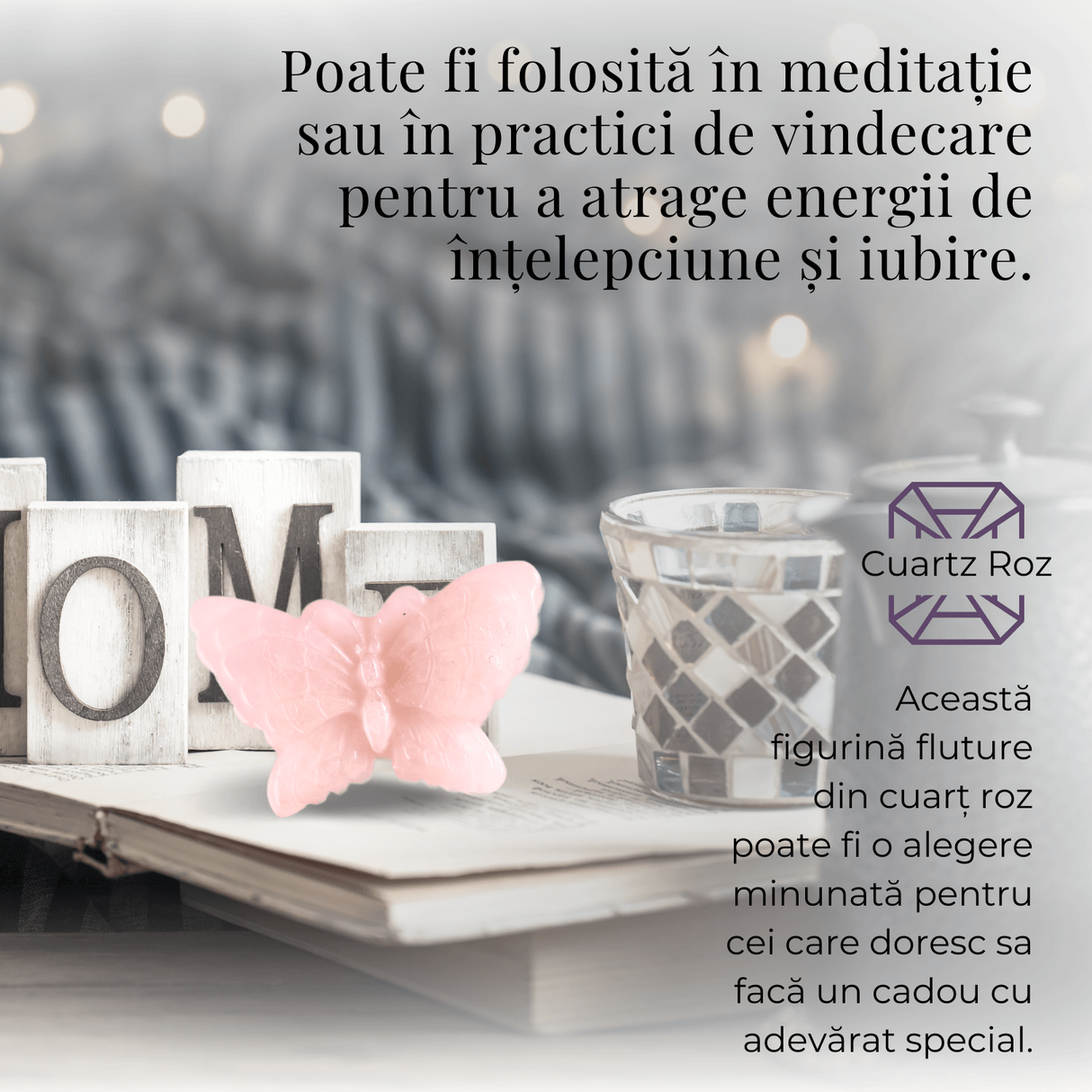 Figurina Fluture din Cuart Roz Natural, 5 cm - Incurajeaza Iubirea de Sine si Armonia Emotionala