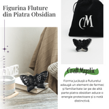 Figurina Fluture din Obsidian Natural, 5 cm - Protectie Energetica si Transformare Spirituala