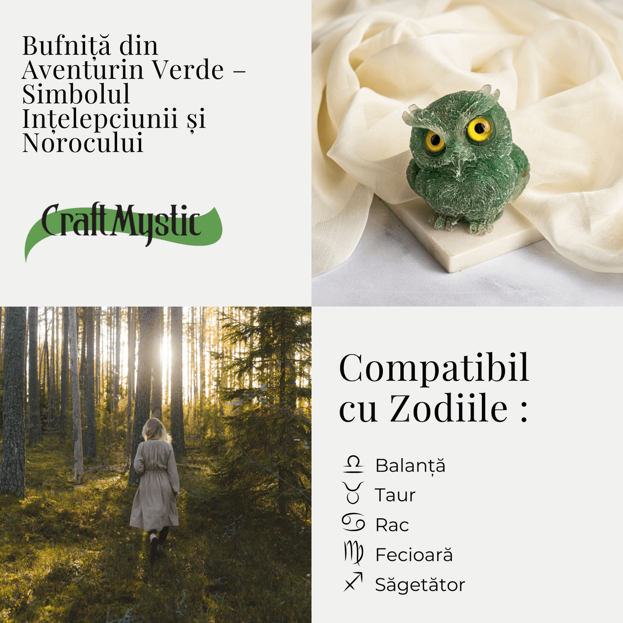 Bufnita din Aventurin Verde – Simbolul Intelepciunii si Norocului