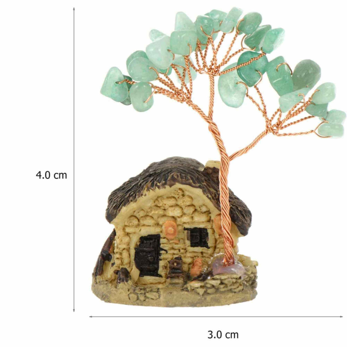 Figurina casuta cu ramuri din cristale naturale Aventurin Verde - Decoratiune interior sau exterior, pentru casa, birou, acvariu