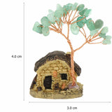 Figurina casuta cu ramuri din cristale naturale Aventurin Verde - Decoratiune interior sau exterior, pentru casa, birou, acvariu
