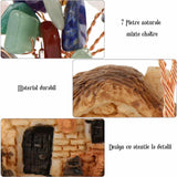 Figurina casuta cu ramuri din cristale naturale 7 chakra - Decoratiune interior sau exterior, pentru casa, birou, acvariu