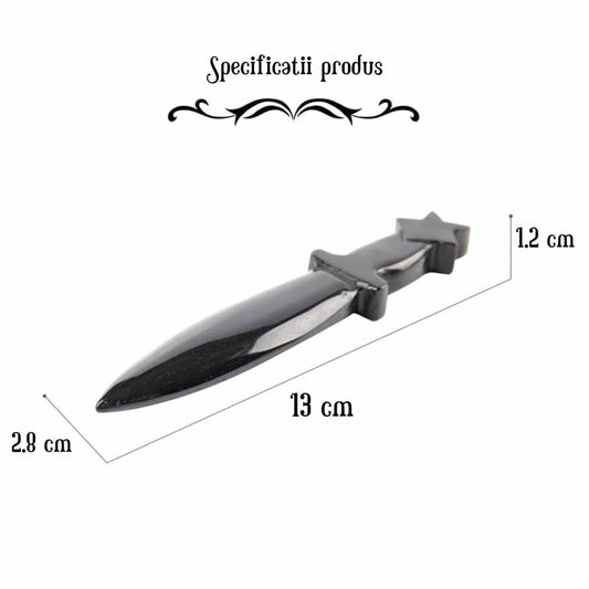 Figurina Pumnal din Obsidian Natural - Decor Elegant, Vindecare Reiki
