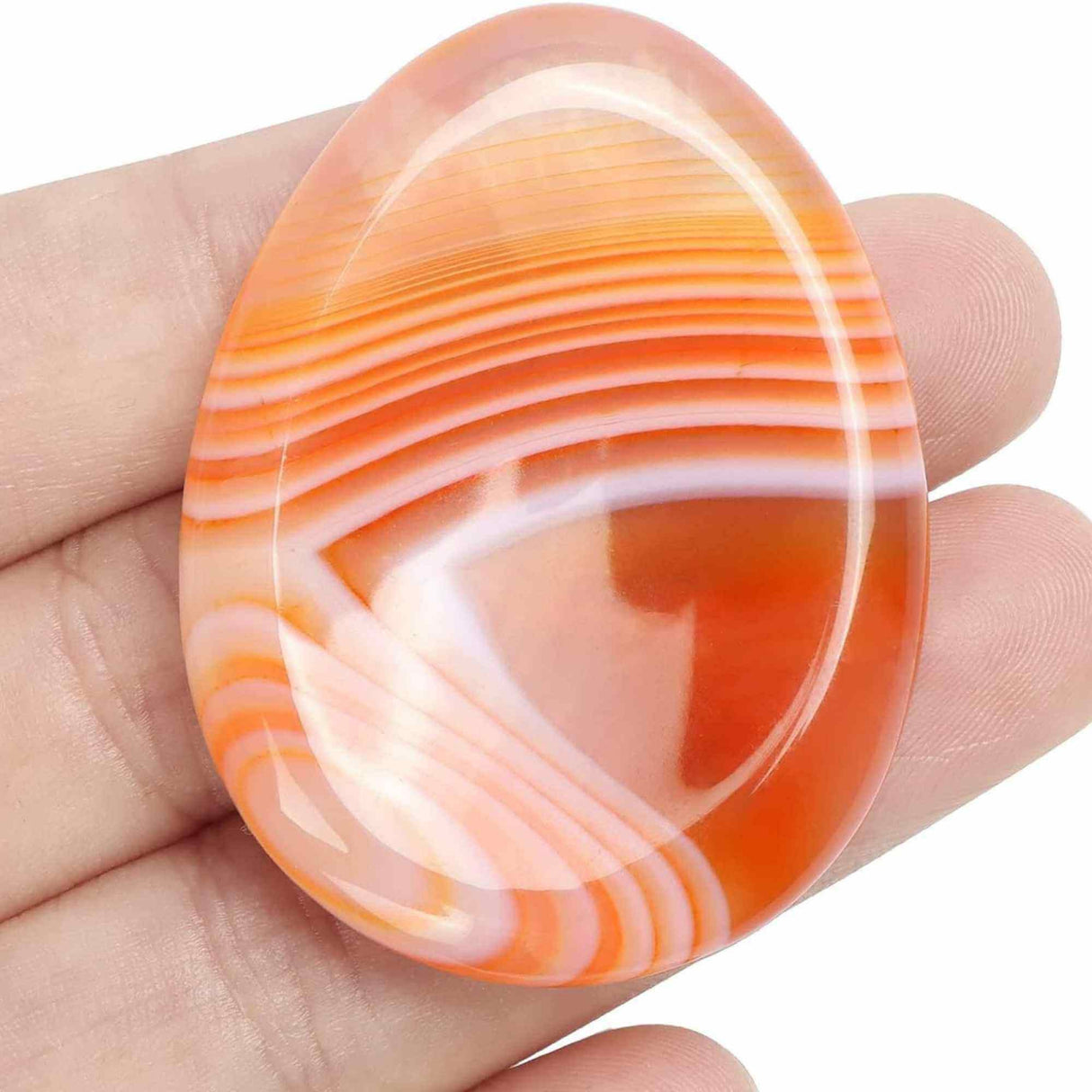 Piatra terapeutica 4 cm "Worry Stone" Carneol rosu - Pietre semipretioase de buzunar sculptate manual oval