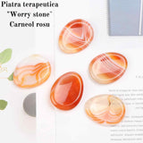 Piatra terapeutica 4 cm "Worry Stone" Carneol rosu - Pietre semipretioase de buzunar sculptate manual oval