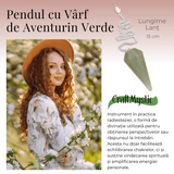 Pendul de Radiestezie cu Varf de Aventurin Verde Natural 45 mm