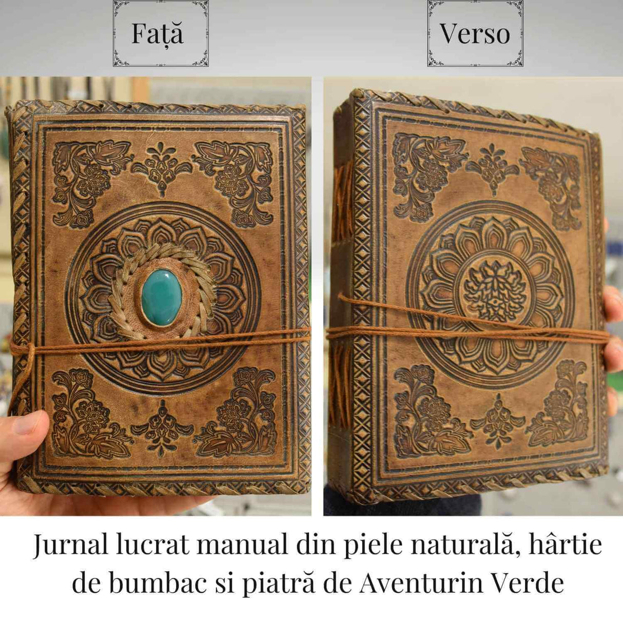 Jurnal piele naturala cu Aventurin verde – Creativitate si energie pozitiva