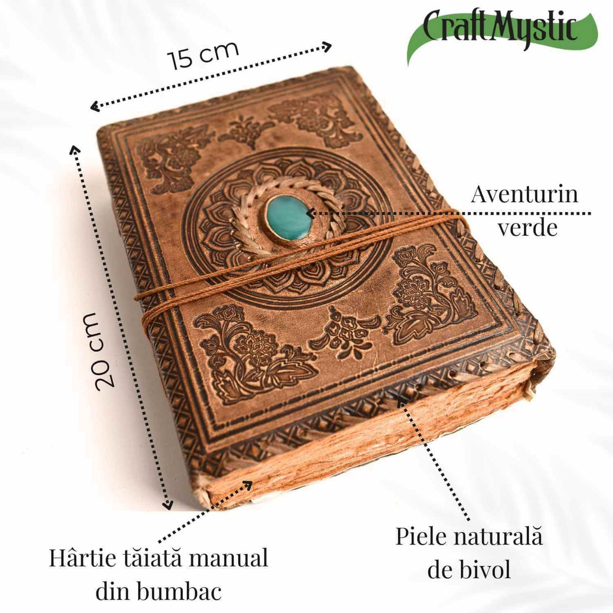 Jurnal piele naturala cu Aventurin verde – Creativitate si energie pozitiva