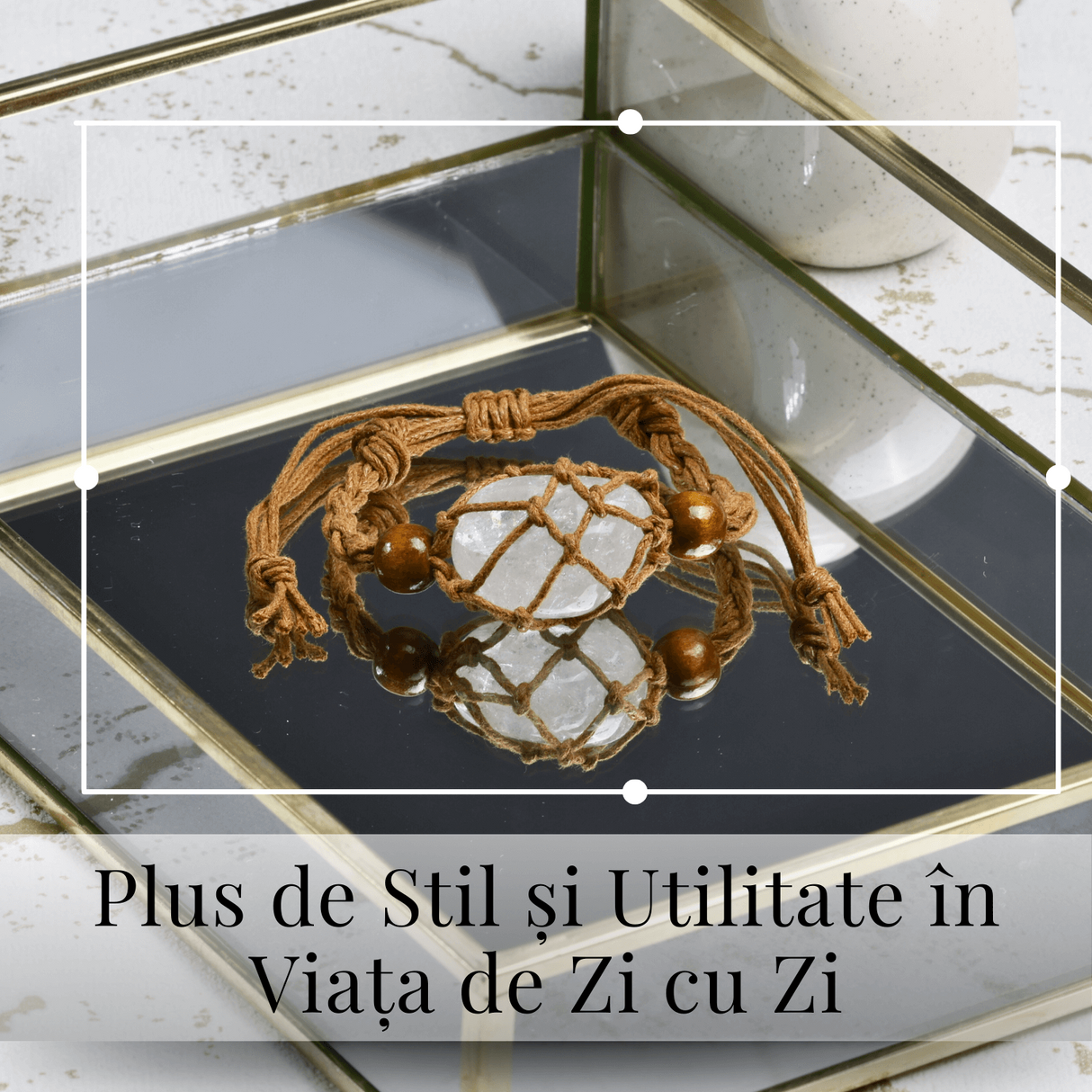 Bratara Reglabila din Sfoara maro Cerata cu Cosulet pentru Pietre si Cristale