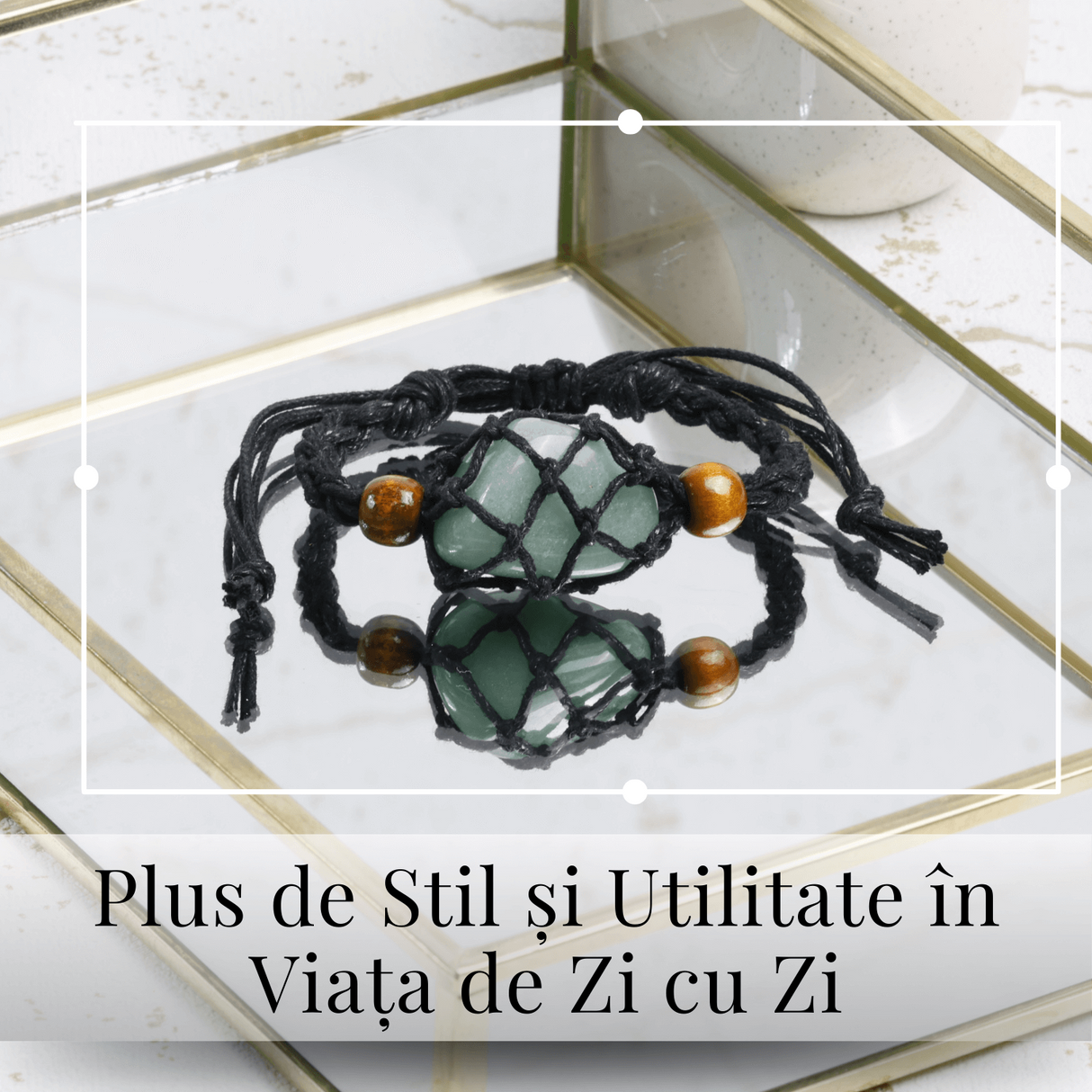 Bratara Reglabila din Sfoara Cerata Neagra cu Cosulet pentru Pietre si Cristale Semipretioase