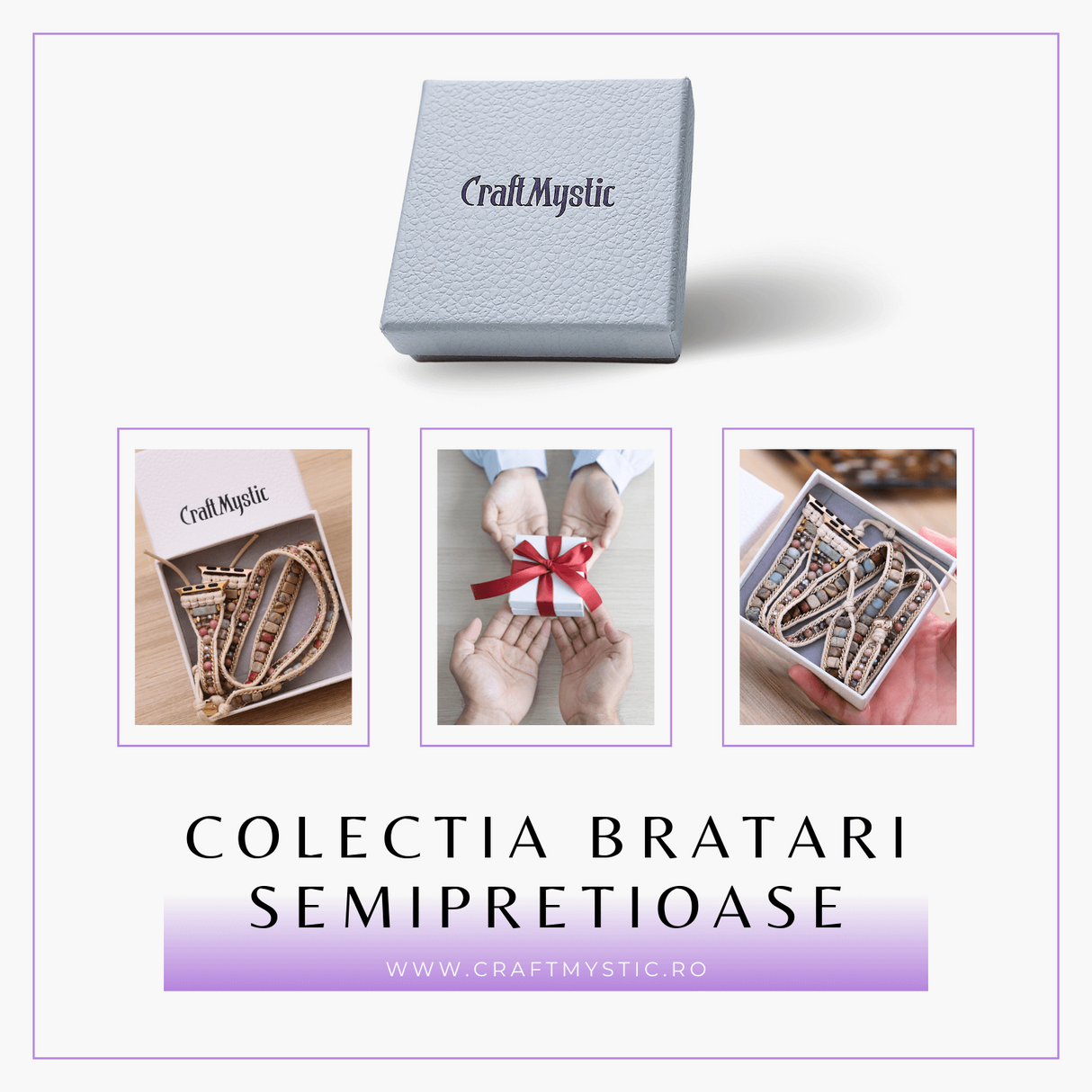 Bratara Boho cu Margele si Pietre Naturale, Compatibila Cureaua Apple Watch