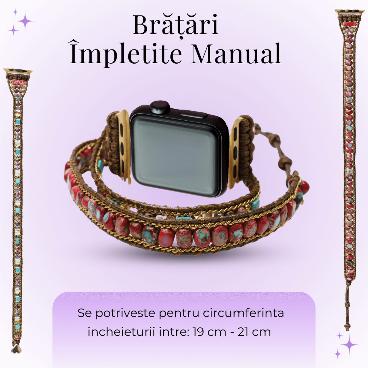 Bratara din Cristale Jasp Imperial pentru Smartwatch Apple, Model 38 mm sau 42 mm