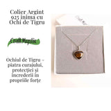 Curaj si Protectie Zilnica – Colier Inima din Argint 925 cu Ochi de Tigru