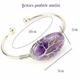  Bratara Argintie cu Pandantiv de Ametist - Eleganta si Echilibru Spiritual, Circumferinta 16 cm