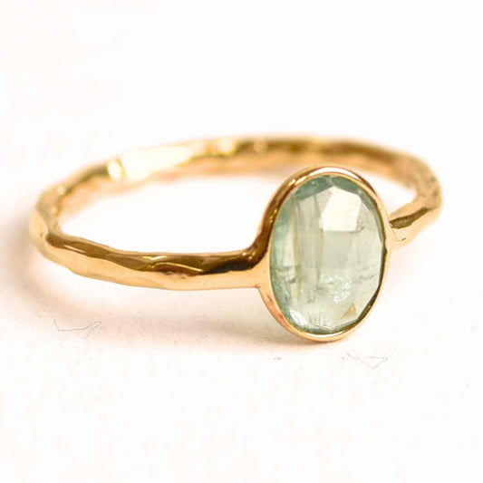 Inel argint 925 placat cu aur 18K si Kyanit verde menta fatetat – Echilibru si incredere