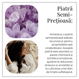 Inel argintiu ajustabil cu vart de Ametist natural, pentru calm si claritate