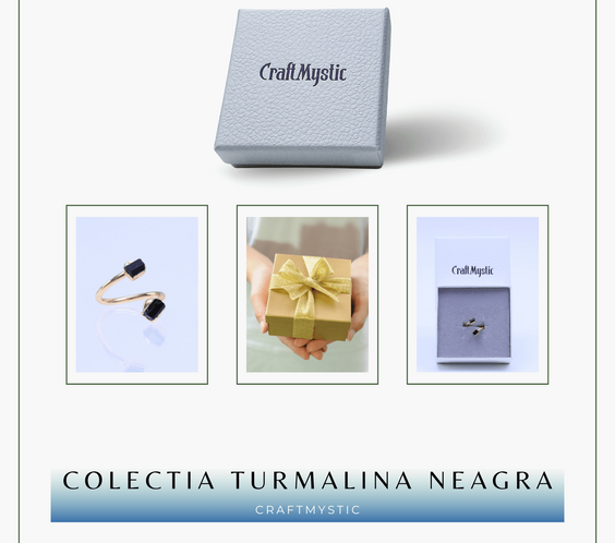 Inel auriu cu dubla Turmalina Neagra, pentru protectie si echilibru