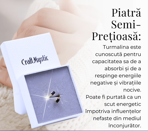 Inel auriu cu dubla Turmalina Neagra, pentru protectie si echilibru
