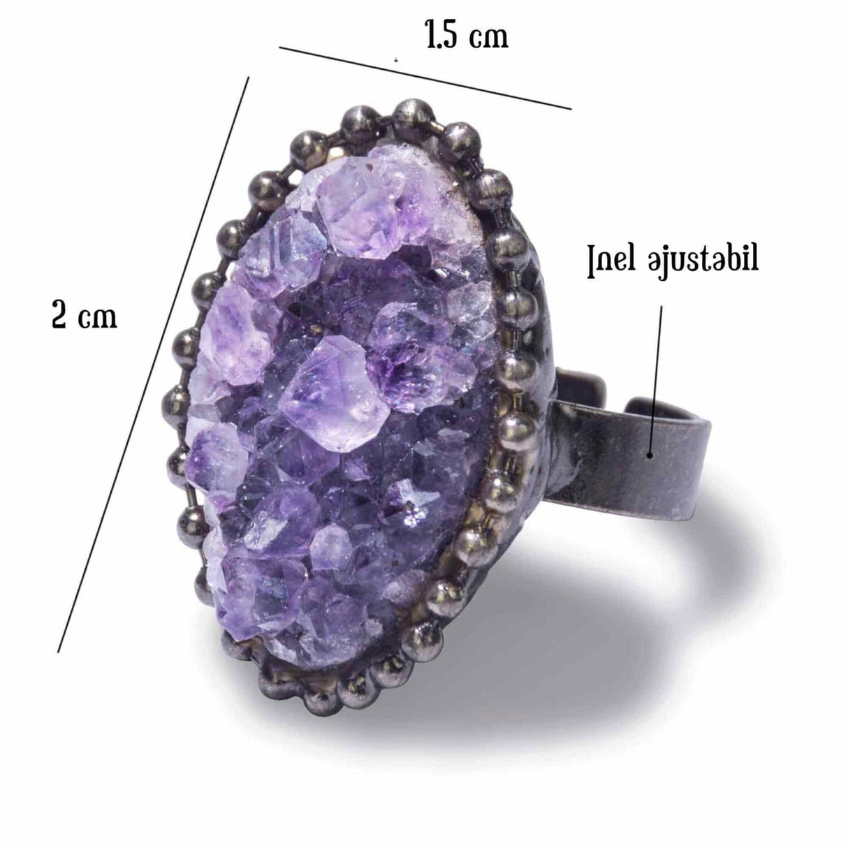 Inel Vintage cu cluster Ametist pentru Femei - Design Antic, Bijuterie de Farmec, Ideal pentru Aniversari, Zile de Nastere