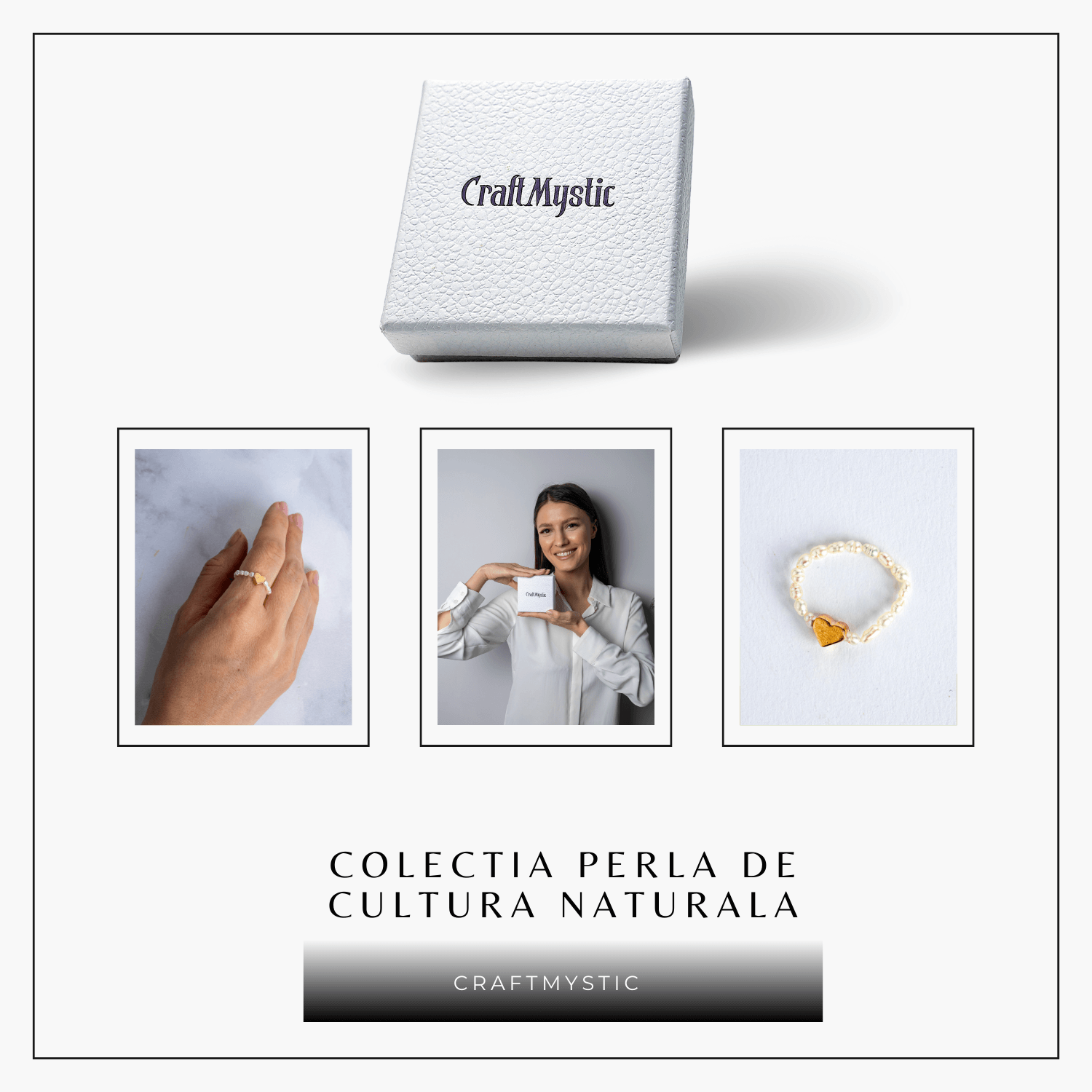 Inel cu perle naturale si inimioara aurie – Cadoul perfect din inima