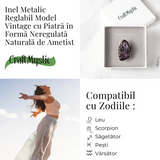 Inel Reglabil Vintage cu Ametist Natural – Claritate si Echilibru