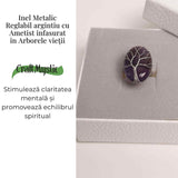 Inel Reglabil cu Ametist si Model Arborele Vietii - Energie si Echilibru
