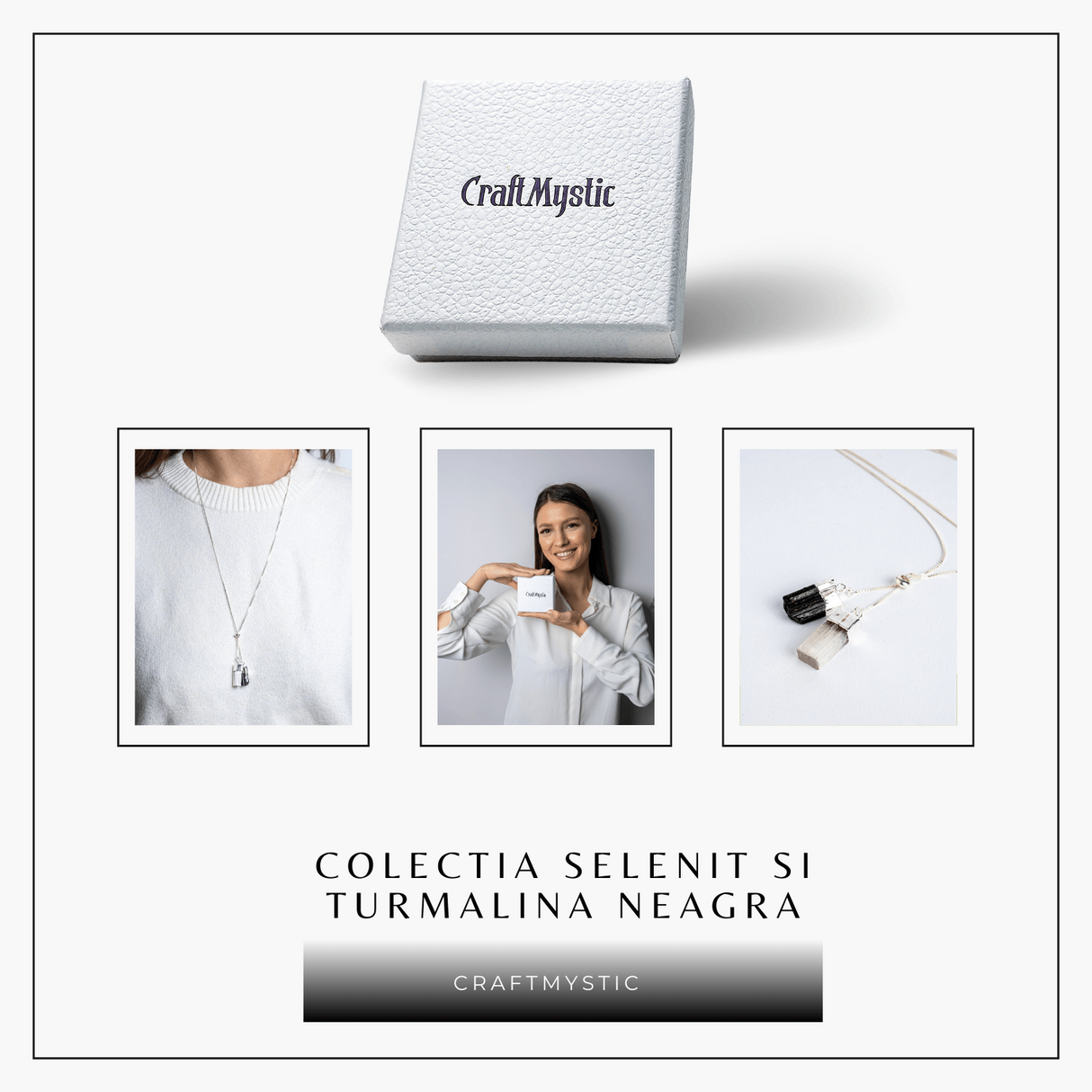 Protectie completa – Colier cu selenit si turmalina neagra pentru energie curata