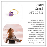 Inel reglabil auriu cu Ametist Brut pentru protectie si claritate
