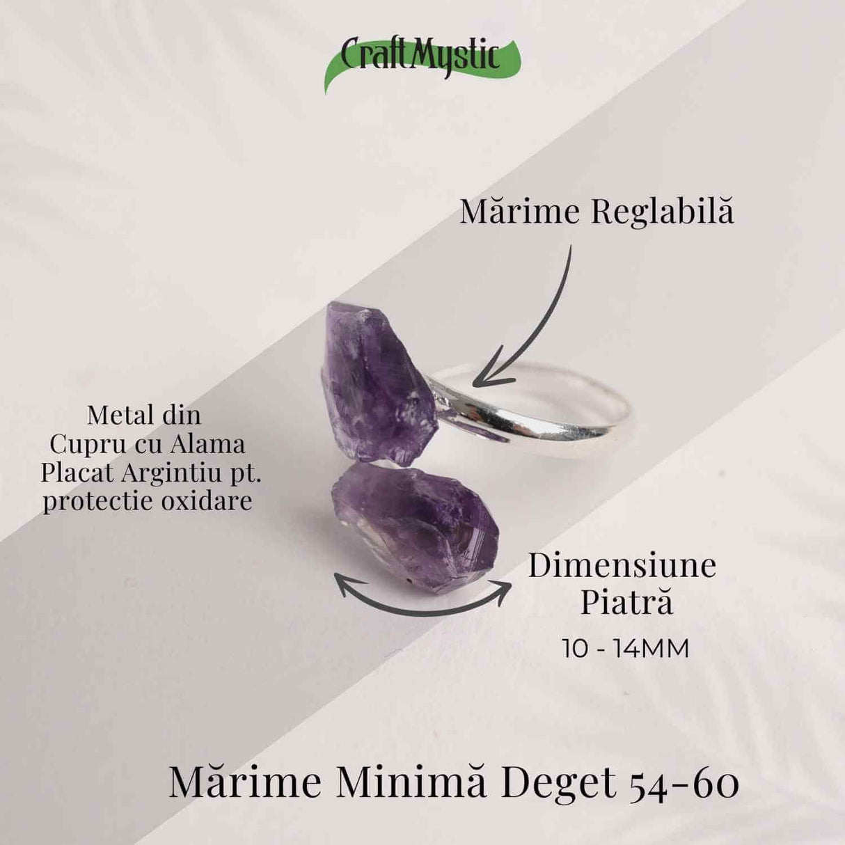 Inel Argintiu Reglabil cu Dublu Ametist - Eleganta si Energie Pozitiva