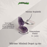 Inel Argintiu Reglabil cu Dublu Ametist - Eleganta si Energie Pozitiva