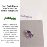 Inel Argintiu Reglabil cu Dublu Ametist - Eleganta si Energie Pozitiva