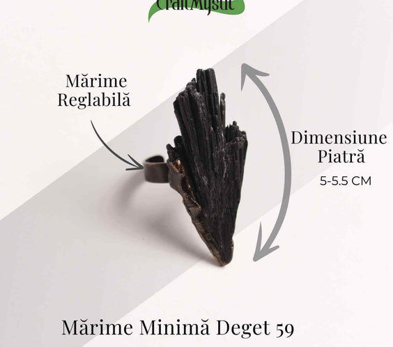 Inel Reglabil Vintage cu Turmalina Neagra aripa – Protectie si echilibru energetic