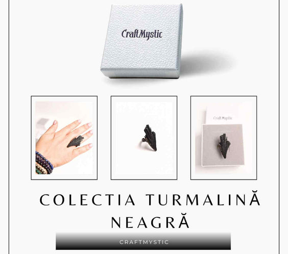 Inel Reglabil Vintage cu Turmalina Neagra aripa – Protectie si echilibru energetic
