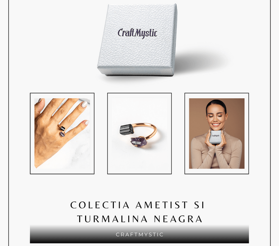 Inel reglabil cu Ametist si Turmalina – Echilibru si Energie Pozitiva