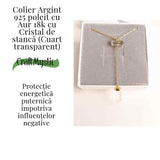 Colier Turnulet din Dublu Cuart de Stanca – Claritate Mentala si Protectie Energetica – Argint 925 Placat cu Aur 18K