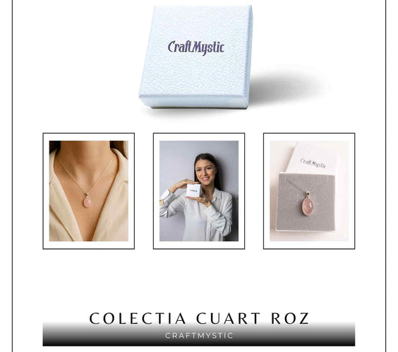 Colier cu argint 925 si piatra din cuart roz natural 9.46 - 10.04 grame – Echilibru si iubire profunda