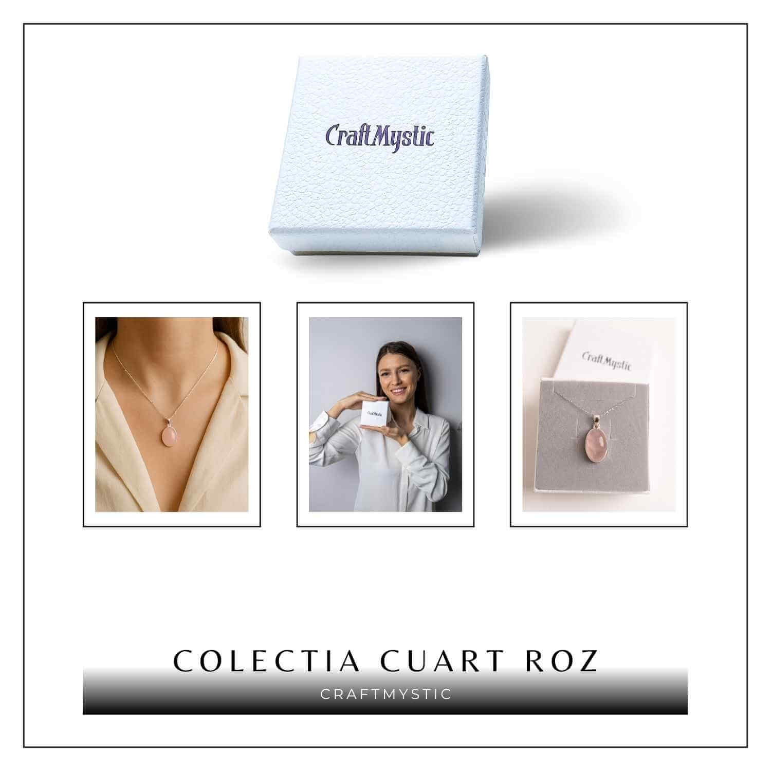 Colier cu argint 925 si piatra din cuart roz natural 9.46 - 10.04 grame – Echilibru si iubire profunda