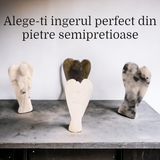 Inger de 55-60 mm Sculptat Manual din Piatra Naturala de Selenit-Protecție și Claritate Spirituală