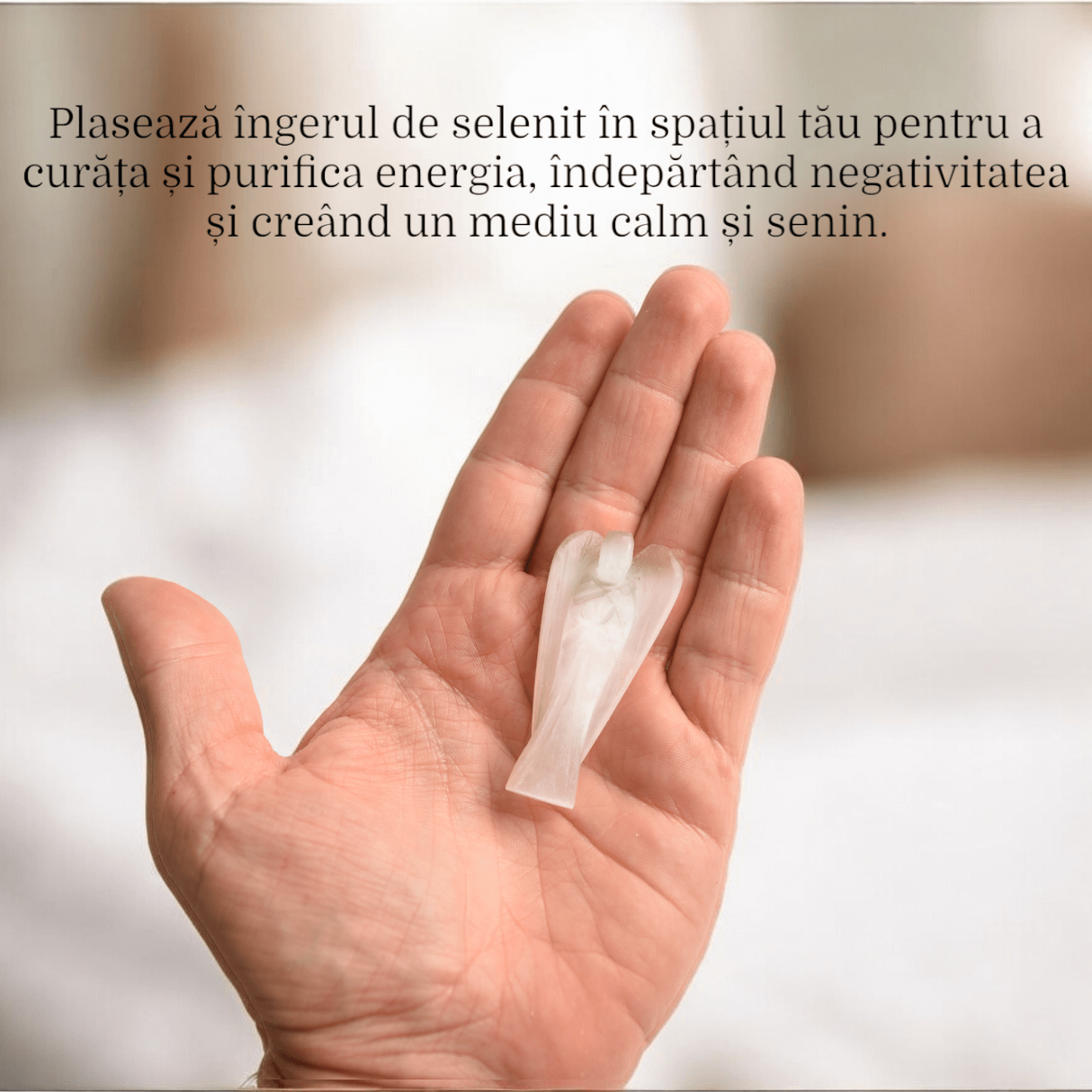 Inger de 55-60 mm Sculptat Manual din Piatra Naturala de Selenit-Protecție și Claritate Spirituală