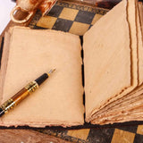 Jurnal din Piele design cu Tripla Luna si piatra semipretioasa Lapis Lazuli - Hartie Vintage tip pergament Ideal pentru Schite si Notite, 20 x 15 cm cm