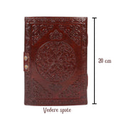 Jurnal din Piele design cu Tripla Luna si piatra semipretioasa Lapis Lazuli - Hartie Vintage tip pergament Ideal pentru Schite si Notite, 20 x 15 cm cm