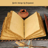 Jurnal Handmade din Piele cu Blocare si Design Carte Hocus Pocus - Hartie Vintage Tip Pergament, Ochiul Al Treilea 190-200 pagini Maro