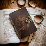 Jurnal Vintage din Piele cu Model Arborele Vietii si Hartie de Pergament Alba 190-200 pagini